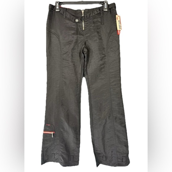 Vtg Y2K Unionbay Pants Sz 5 (30x31) Sport Flare Low Rise Loose Nylon Zippers NEW - Picture 1 of 11
